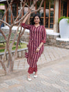 Maroon Ajrakh Hand Block Print Mul Cotton Straight Kurta for women