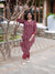 Maroon Ajrakh Hand Block Print Mul Cotton Straight Kurta for women