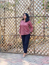 Maroon Meander Ajrakh Mul Cotton Hand Block Print Shirt for women