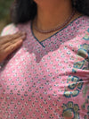 Sanganeri Print Cotton Cord Set ( 2 Piece ) -Mauve pink