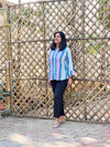 Mosaic Multicolor Cotton Stripe Hand Block Print Shirt for women