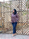 Navy Blue Ajrakh Mul Cotton Hand Block Print Shirt for women 