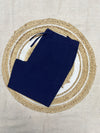 Navy blue cotton plain straight-fit elasticated pant for women
