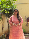 Sanganeri Print Cotton Cord Set ( 2 Piece ) -Peach Pink