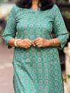 Sanganeri Print Kurta ( One Piece ) - Green