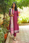 Aarini Magenta Flared Two-Piece Co-Ord Set with Contrast Print