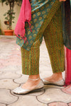 Ajrakh Hand Block Print ( 2 Piece ) - Green