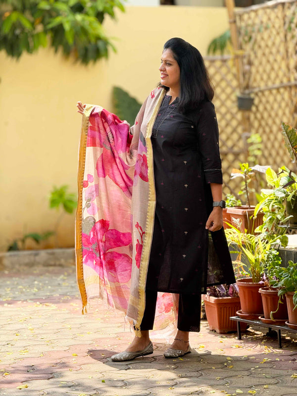 Woven Cotton Cord Set ( 2 Piece ) -Black