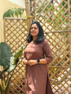 Self Checks Cotton Cord Set ( 2 Piece ) -Brown