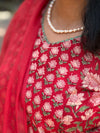 Sanganeri Print Cotton Cord Set ( 2 Piece ) -Classic Red