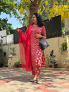 Sanganeri Print Cotton Cord Set ( 2 Piece ) -Classic Red