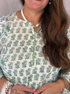 Sanganeri PrintCotton Cord Set ( 2 Piece ) - Creamy White