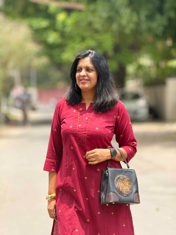 Woven Cotton Cord Set ( 2 Piece ) -Dark Maroon