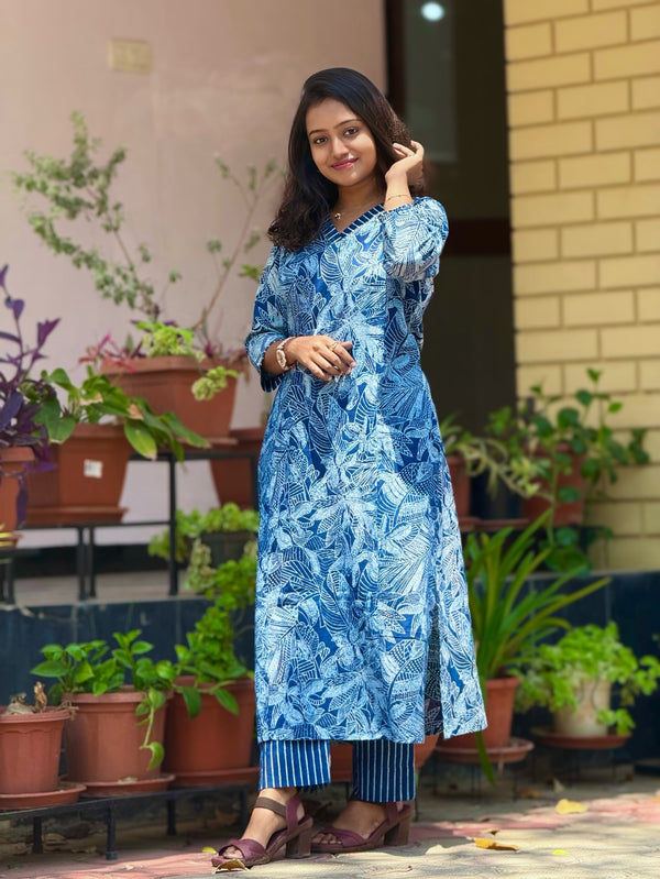 Dabu Jaal Cotton Cord Set - Indigo