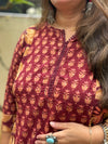 Sanganeri Print Cotton Cord Set ( 2 Piece ) - maroon