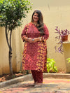 Sanganeri Print Cotton Cord Set ( 2 Piece ) - maroon