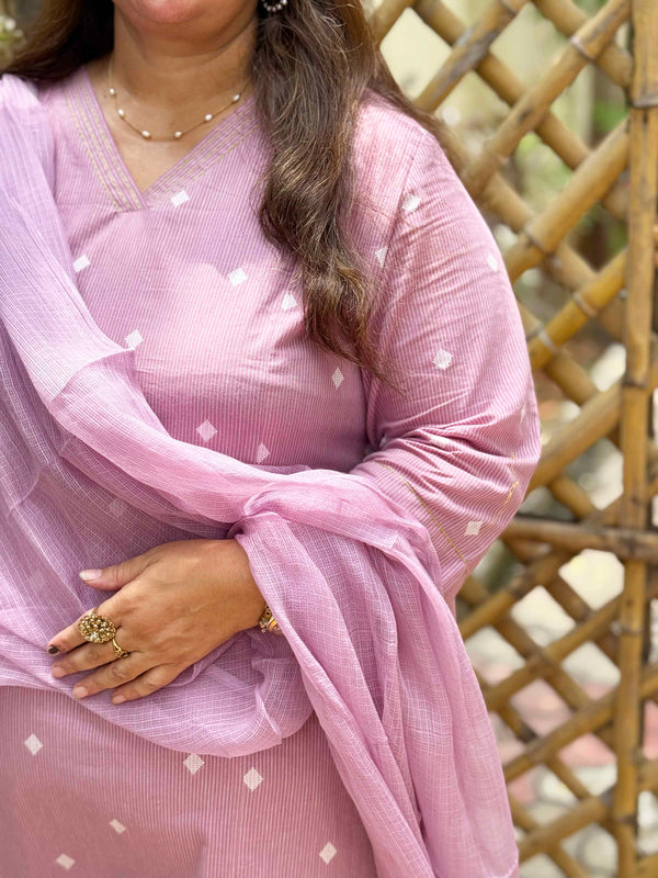 Woven Cotton Cord Set ( 2 Piece ) -Mauve pink
