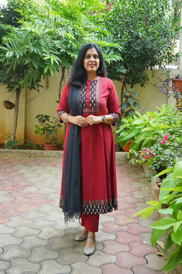 Neraya Flared 2 Piece Co-Ord Set with Printed Yoke