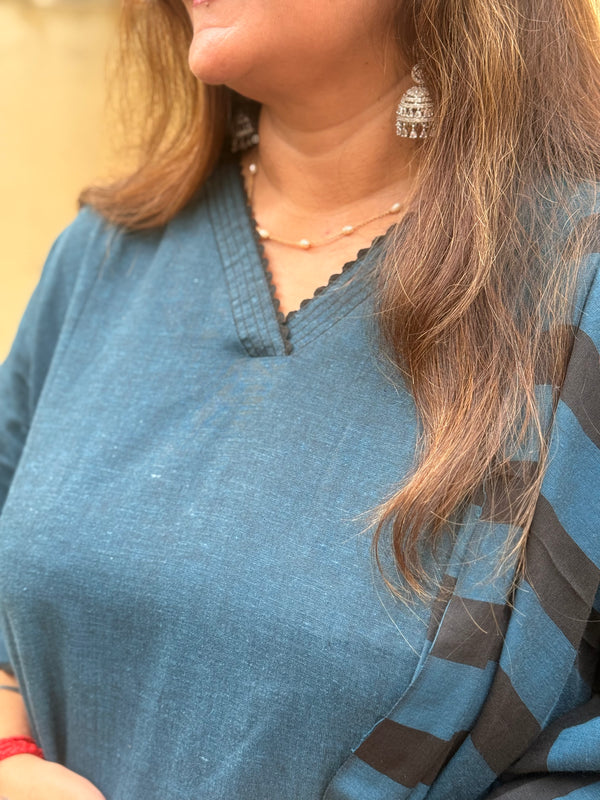 Pure Cotton Cord Set ( 2 Piece ) - Peacock Blue