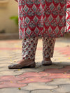 Sanganeri Print Cotton Cord Set ( 2 Piece ) - Red