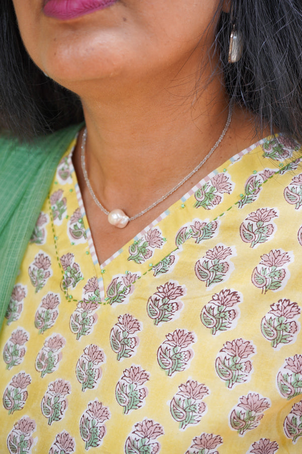 Sanganeri Hand Block Print ( 2 Piece ) - Yellow