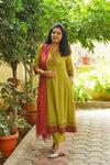 Zariya Green Pure Cotton Flared Two-Piece Co-Ord Set